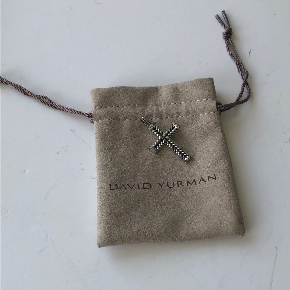 David Yurman Silver Rope-Textured Cross Pendant